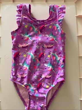 Cat & Jack Purple Unicorn Print One-Piece Swimsuit